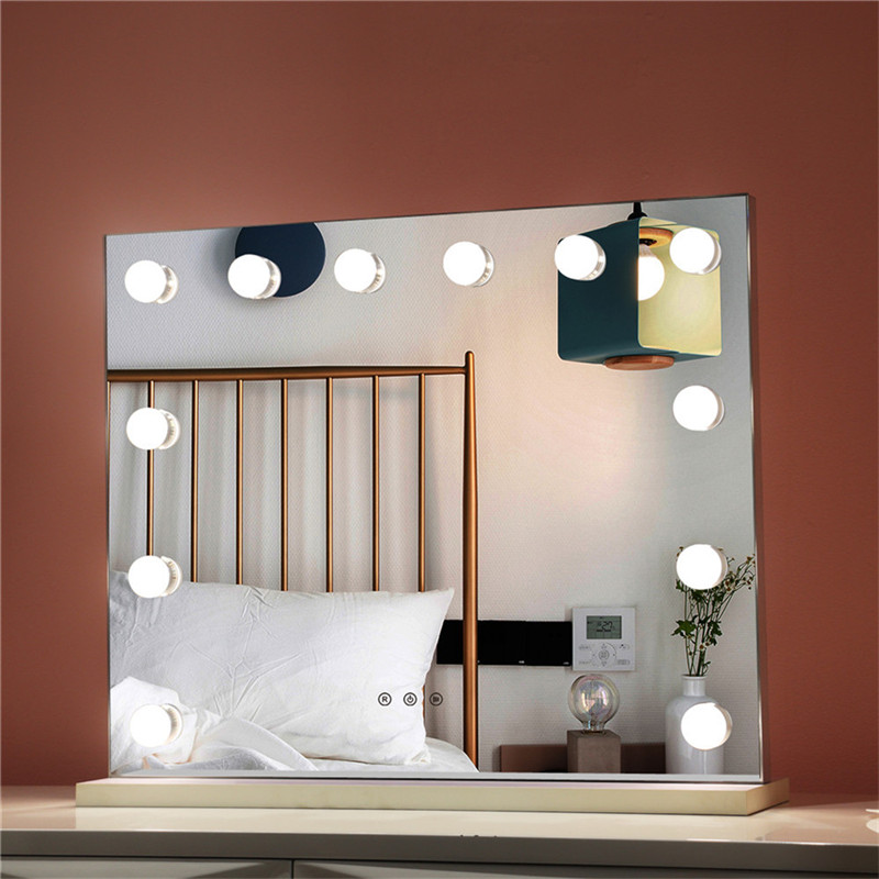Sypialnia Lighted Standing LED Cosmetic Mirror Dimmable Bulbs Make Vanity Hollywood Mirror
